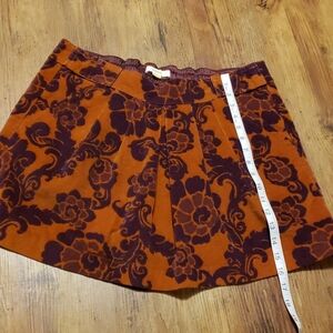 Fossil purple burnt orange floral corduroy skirt